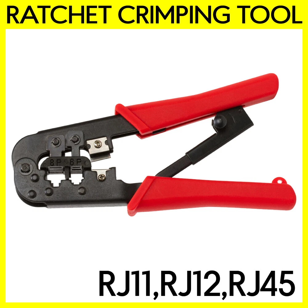 BUTTERFLY- Ratchet Crimping Tool Rj11 Rj12 Rj45 Plugs Cat5E Cat6 Cable Cutter & Stripper