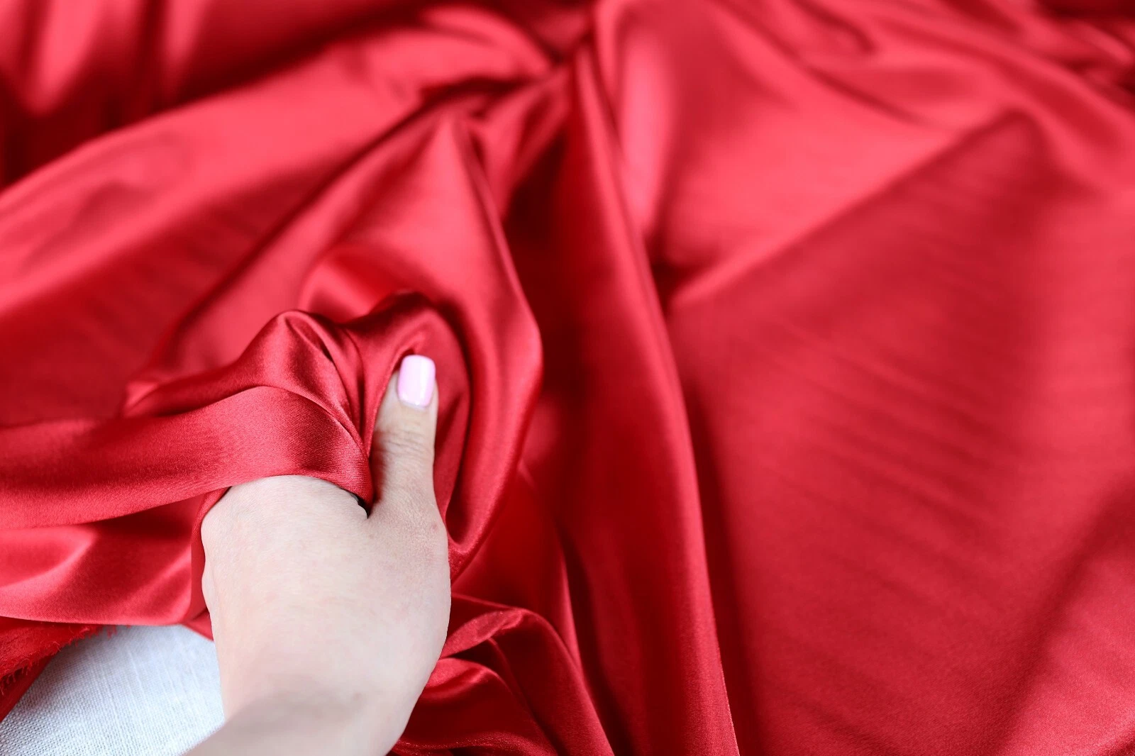 BUTTERFLY- Red Satin Charmeuse Fabric By The Yard 392