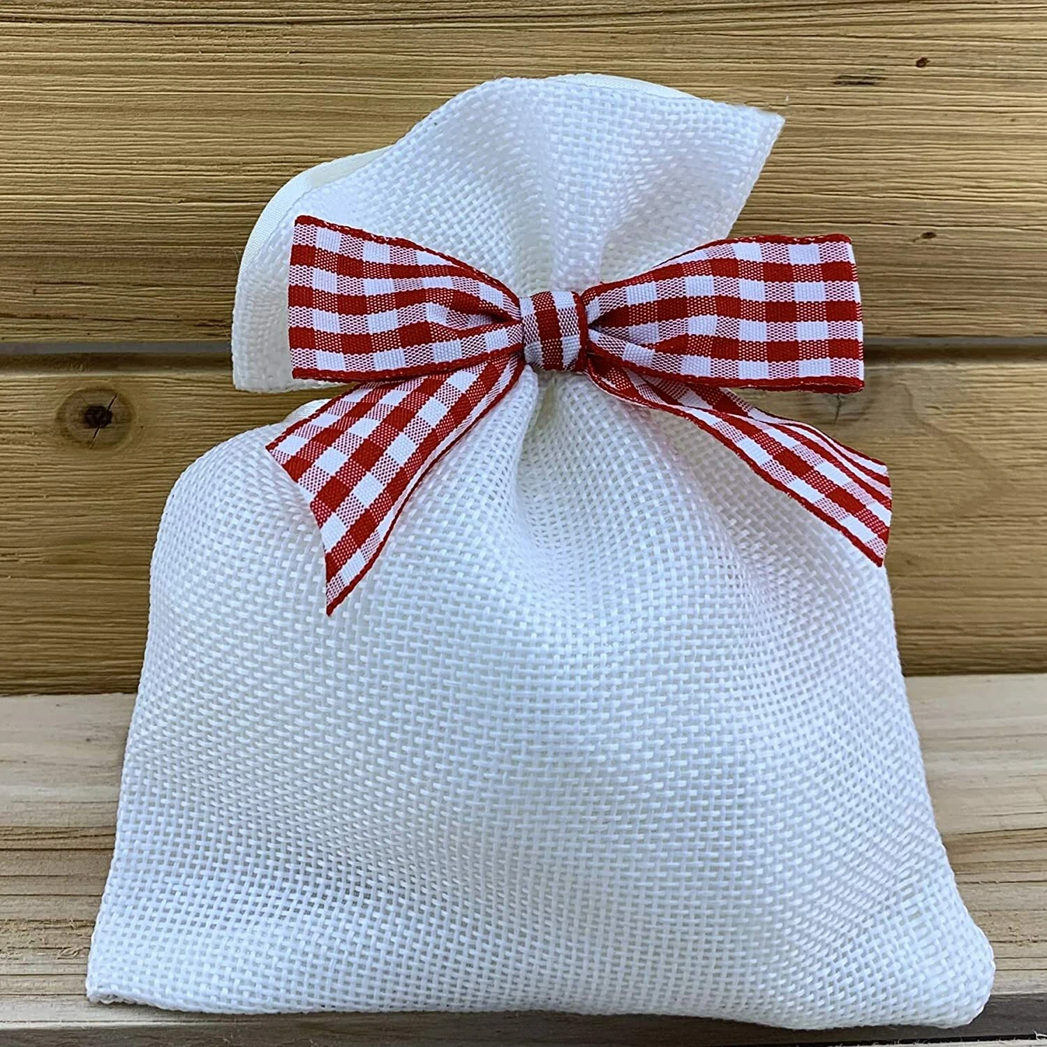 BUTTERFLY- Red & White Gingham Pre-Tied Bows - 3" Wide, Set Of 12, Buffalo Plaid, Christmas