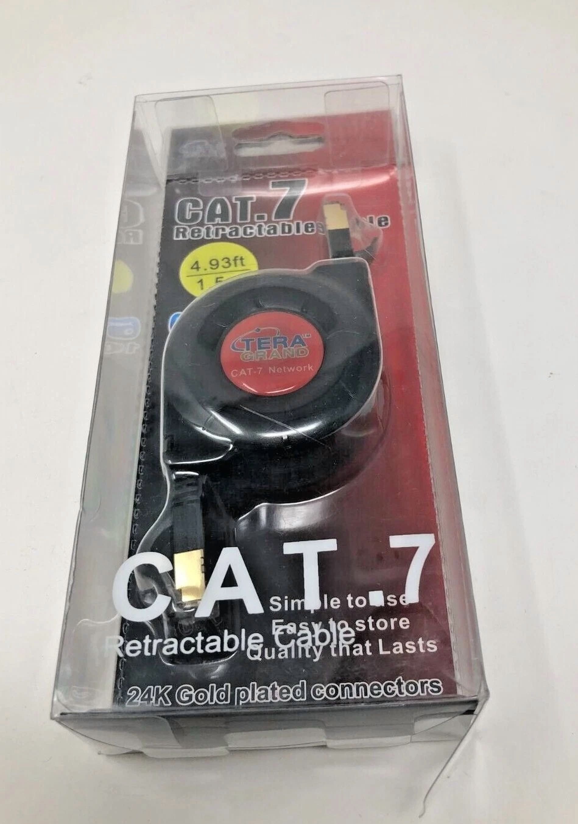BUTTERFLY- Retractable Cat 7 Flat Ethernet Network Cable 4.9 Ft (1.5 M)