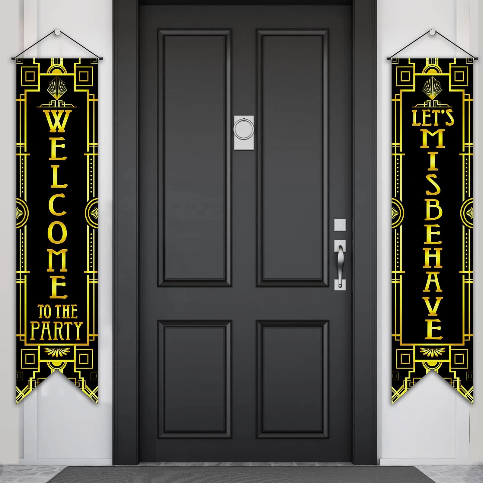 BUTTERFLY- Roaring 20S Party Decorations New Year Porch Signs Black And Gold Banner 1920S