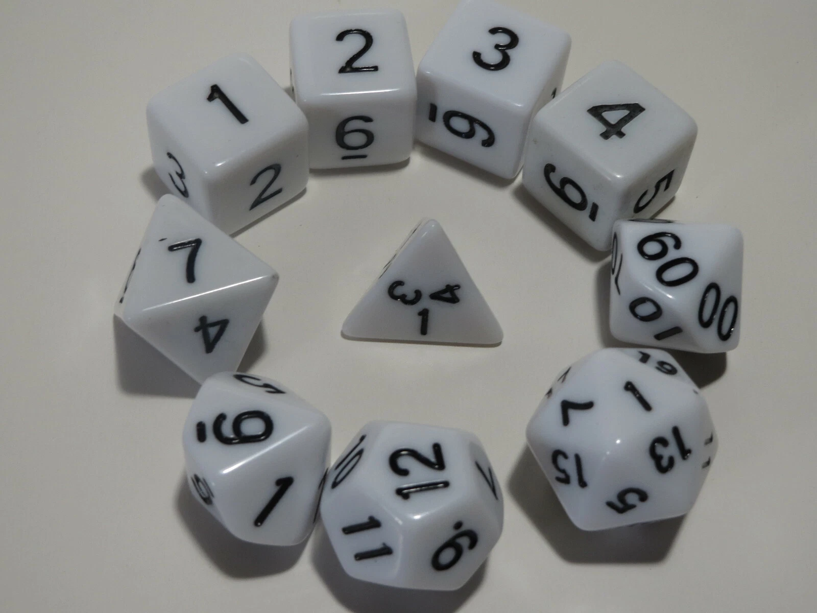 BUTTERFLY- Rpg Dice 10Pc - Opaque White - 1 @ D4 D8 D10 D12 D20 D00-10 & 4 D6