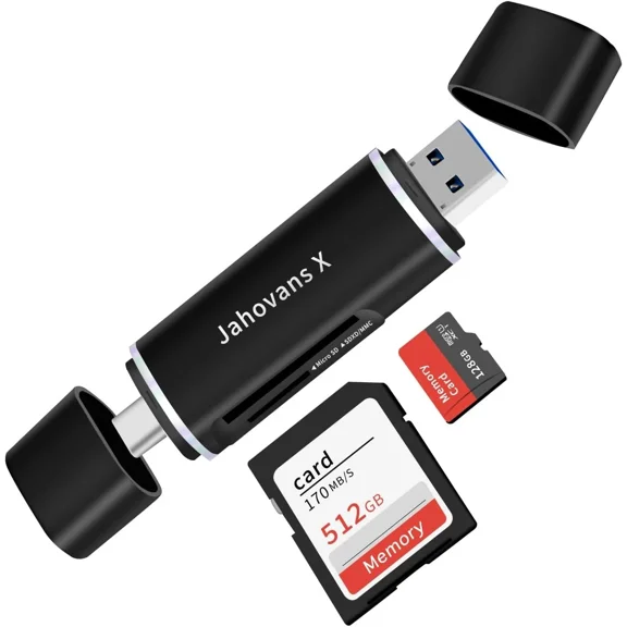 BUTTERFLY- Sd Card Reader, Jahovans X Dual Connector Usb C 3.0 Memory Black C-2