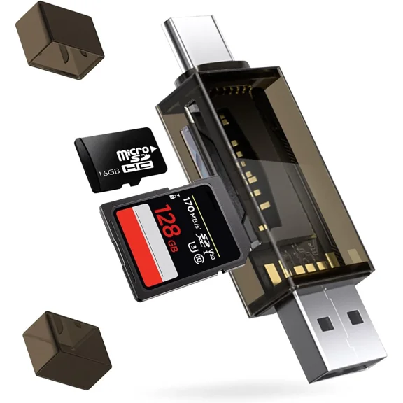 BUTTERFLY- Sd Card Reader, Qimkero Dual Connector Usb 2.0/Usb-C Memory Cardreader Black