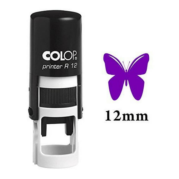 BUTTERFLY Self Inking Mini Rubber Stamp Colop Round Decorative Teachers Stamps 12mm