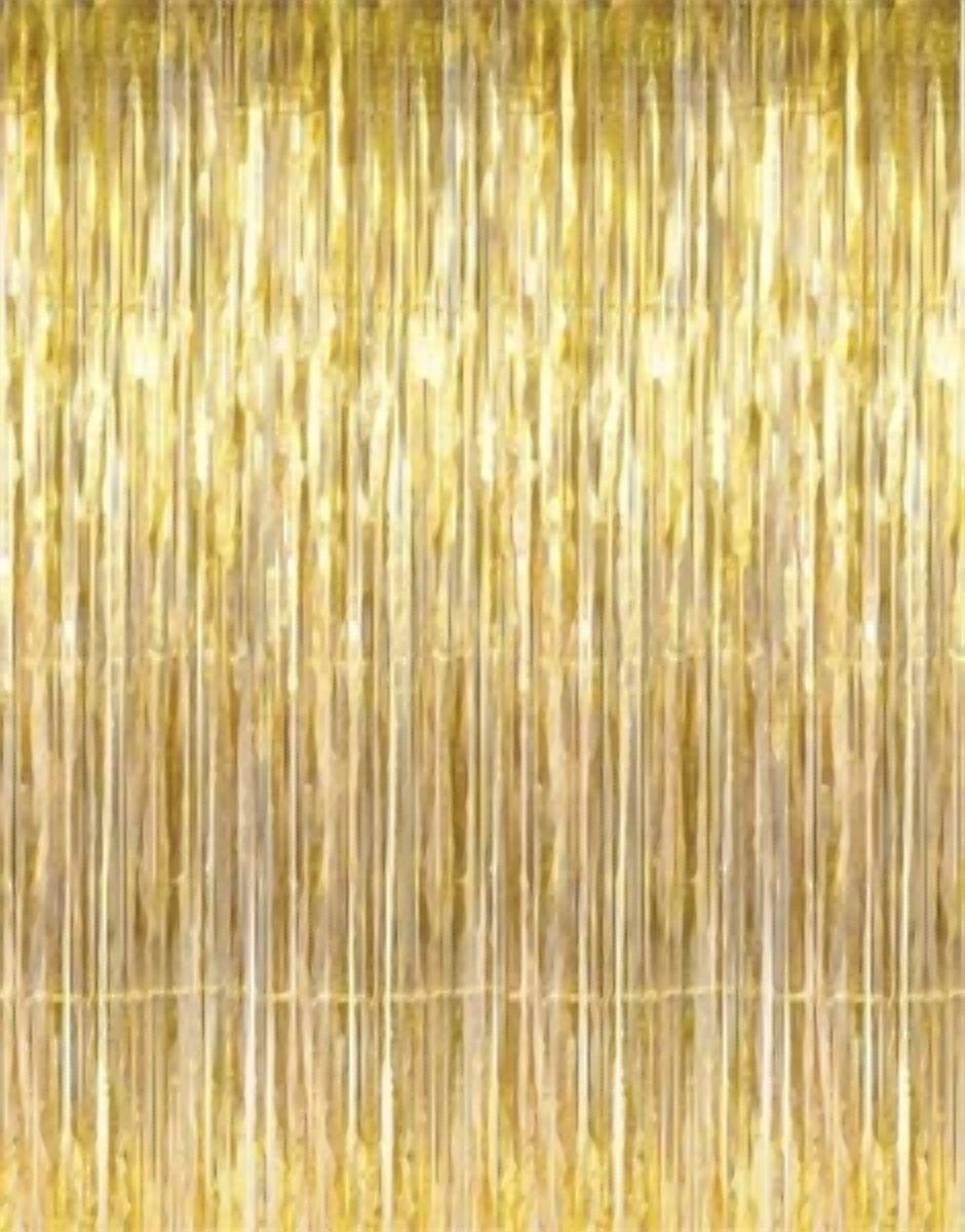 BUTTERFLY- Shiny Gold Tinsel Foil Fringe Door Window 8'X3' Curtain Party Holiday Decoration