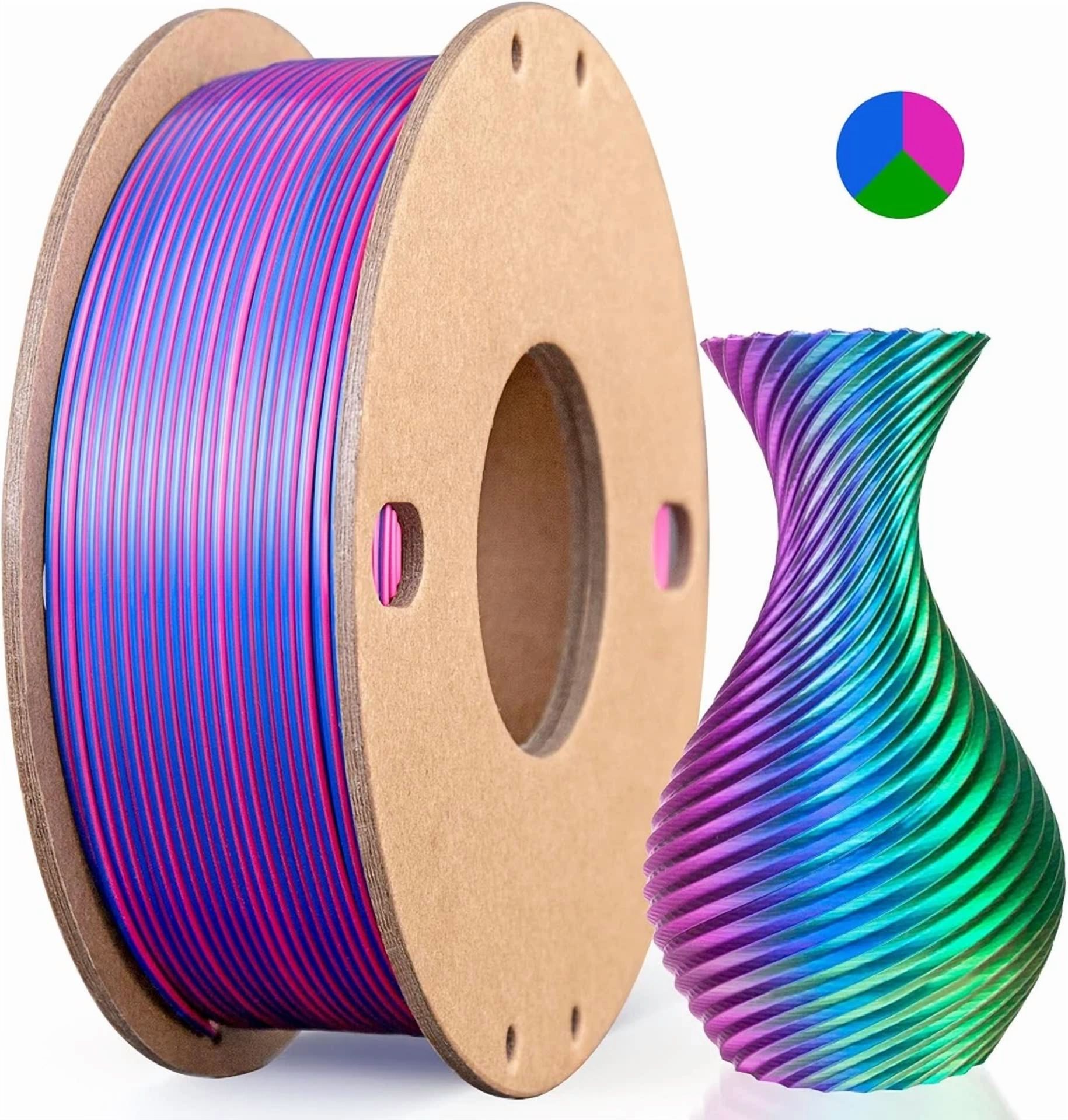 BUTTERFLY- Silk Pla 3D Printer Filament 250G, Tri Colors(Rose Red+Dark Blue+Green)