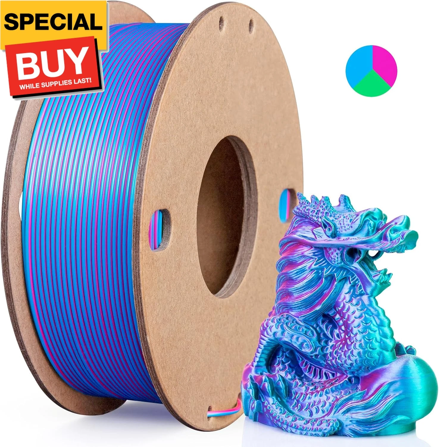 BUTTERFLY- Silk Pla 3D Printer Filament Triple Color Silk Pla Filament 1.75Mm 3D Printing F