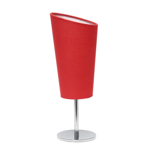 BUTTERFLY- Simple Designs Metal Mini Table Lamp In Chrome With Red Shade