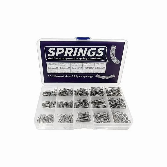 BUTTERFLY- Small Compression Springs Assortment Kit, 225 Pcs 15 Different Sizes Stainless