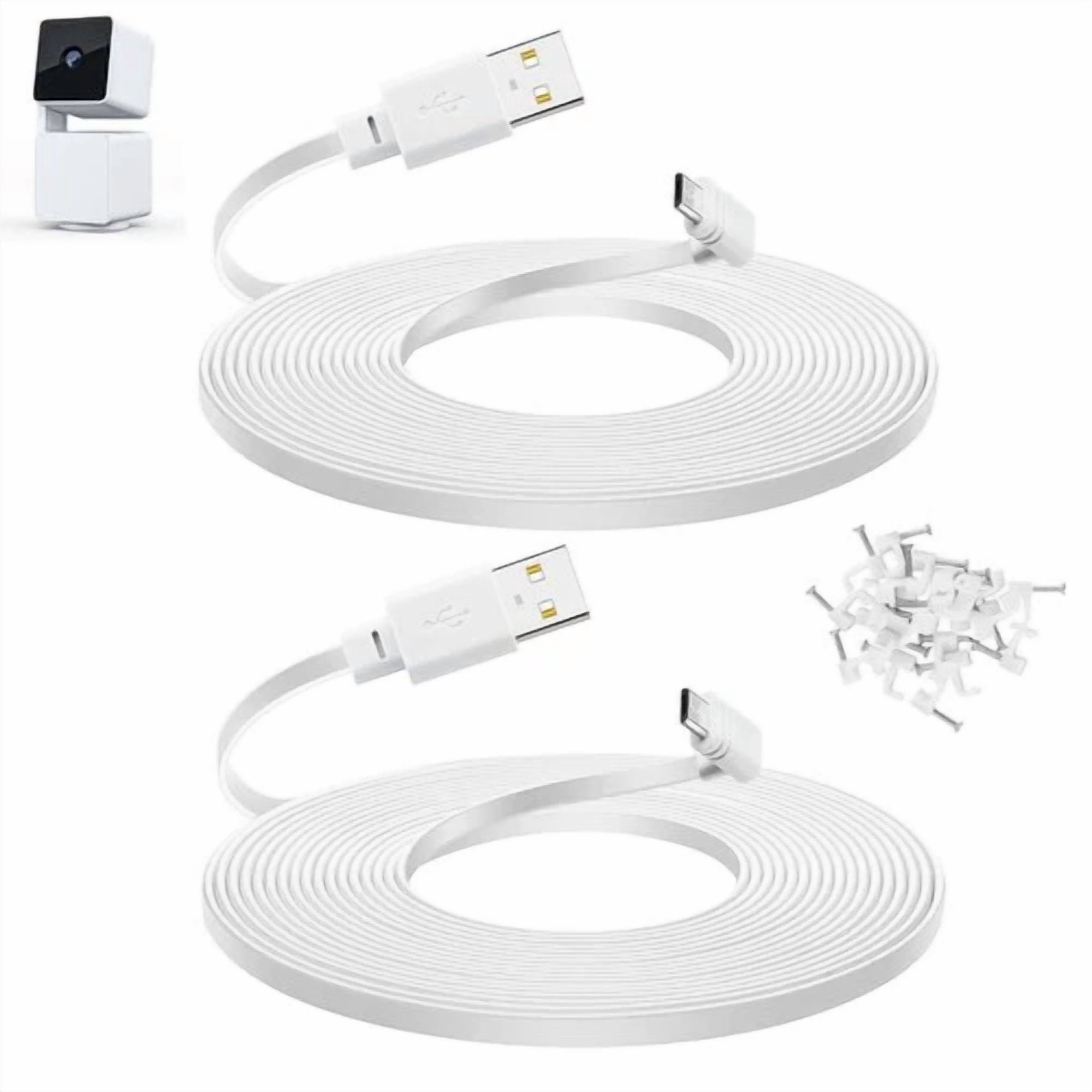 BUTTERFLY- Smays 10 Ft Cable For Wyze Cam Pan V3 Camera, Long Micro Usb 10 Feet, White