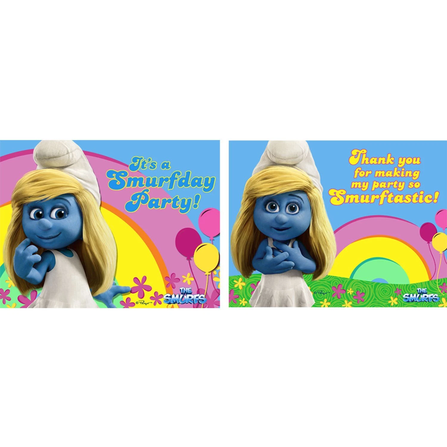 BUTTERFLY- Smurfs 2 Movie Animated Cartoon Kids Birthday Party Invitations Thank You Notes