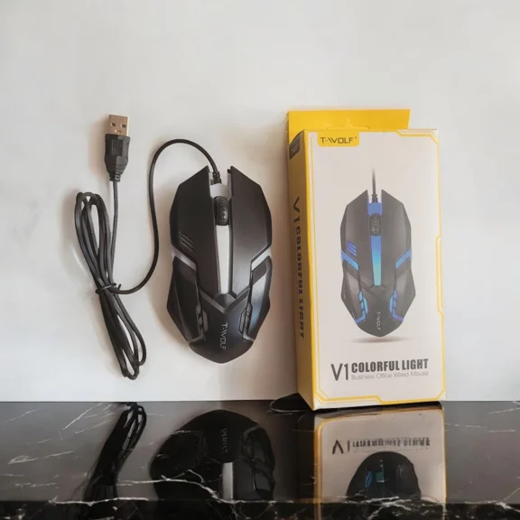 BUTTERFLY- T-Wolf Colorful Light Black Wired Backlit Gaming Mouse V1