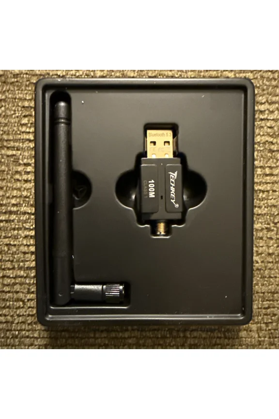 - Techkey Bt833 Black Usb Long Range 5.3 Bluetooth Adapter Plug & Play New In Box