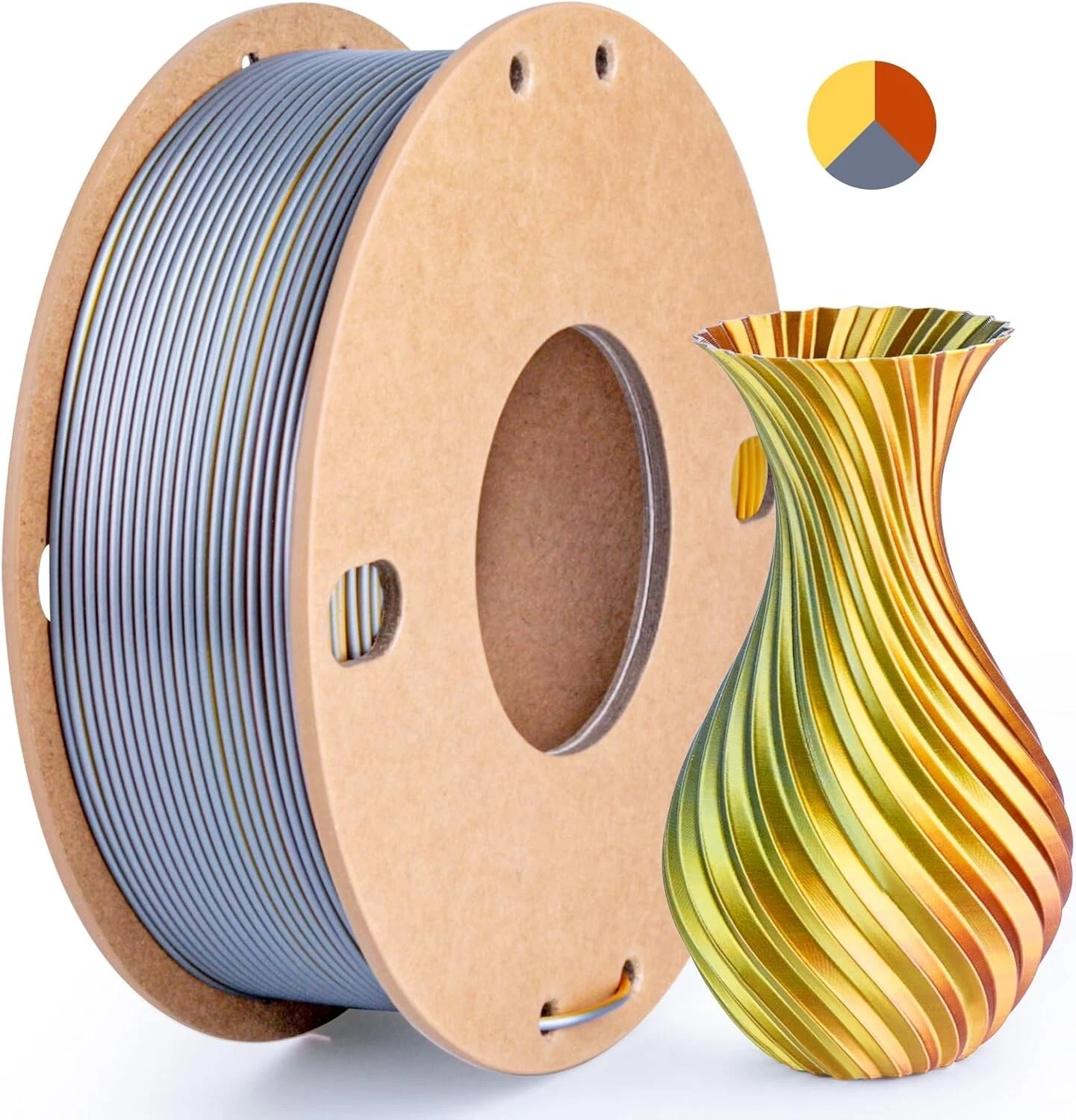 BUTTERFLY- Triple Color Silk Pla Filament 1.75Mm, Gold Silver Copper, 250G Spool
