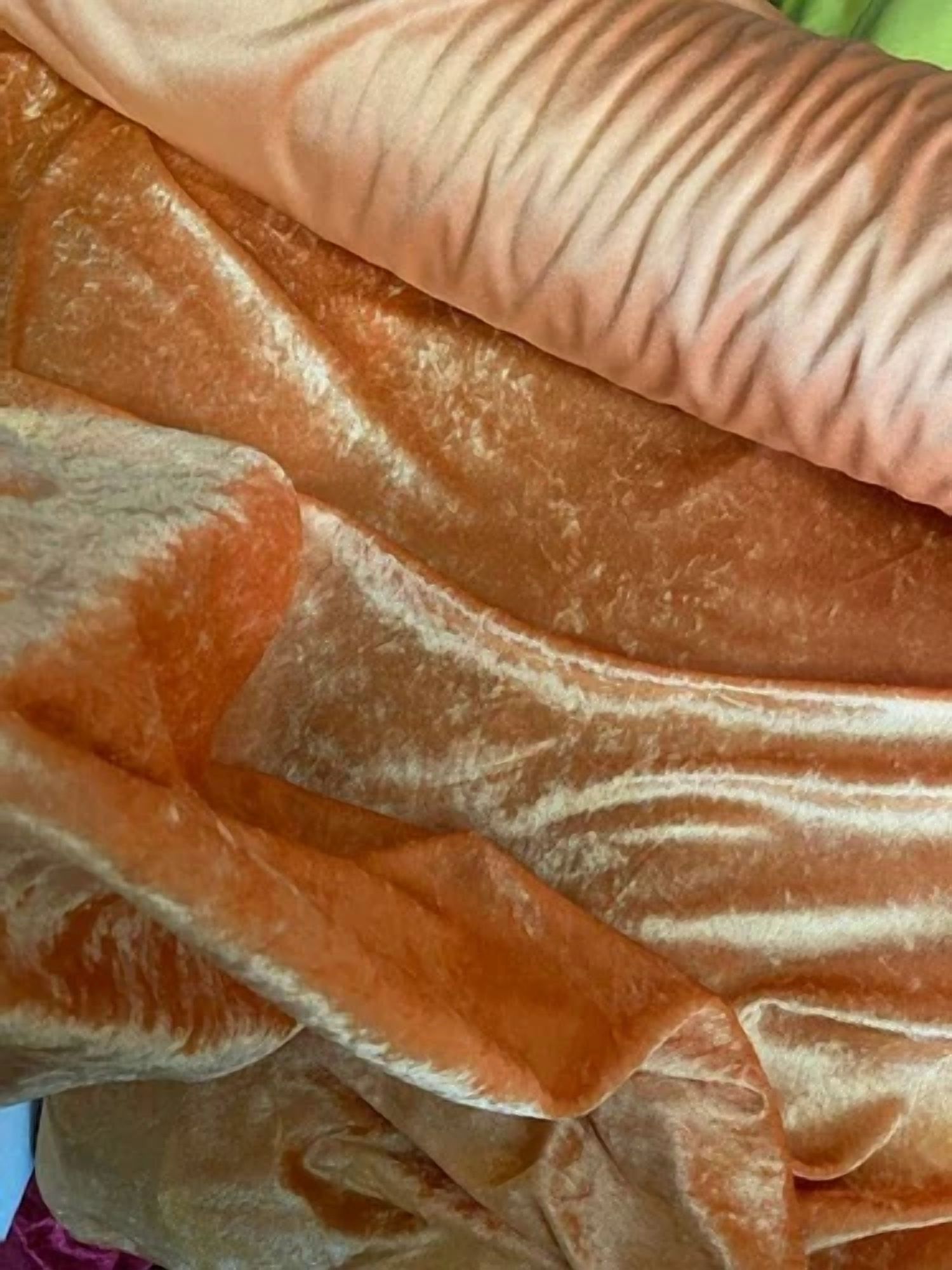 BUTTERFLY- Velvet Panne Crushed Backdrop Velour Stretch Fabric 60" Wide Lightorange By Yard