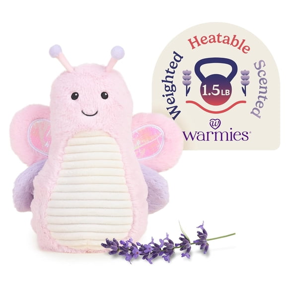 warmies 13" Butterfly Stuffed Animal, Microwavable Heated Plushies and Weighted Soft Plush Toys