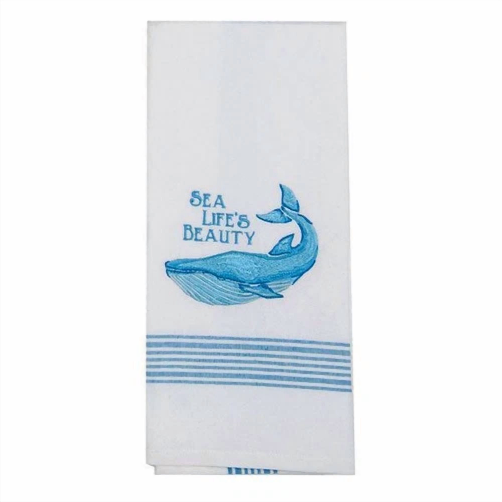 BUTTERFLY- Whale Sea "Sea Life'S Beauty" Embroidered 100% Cotton Tea Towel - F0735