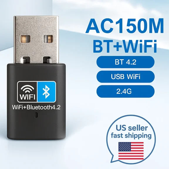 BUTTERFLY- Wifi 150Mbps + Bluetooth Usb Adapter, 2.4G, Bluetooth 4.2 For Pc
