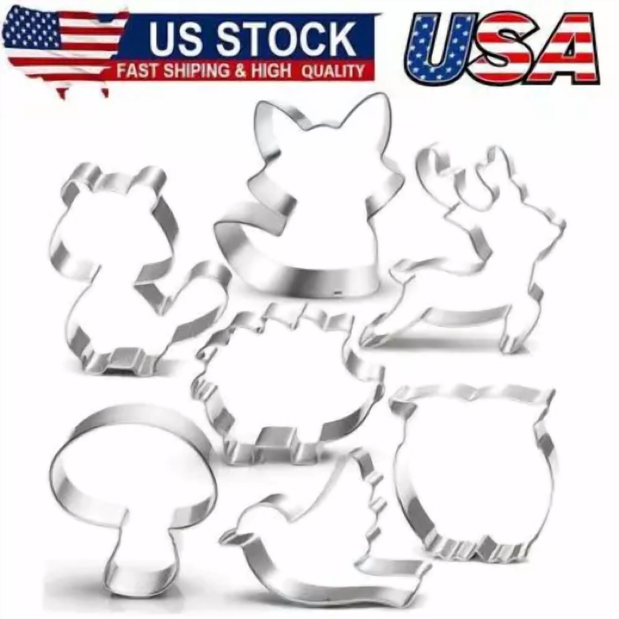 BUTTERFLY- Woodland Cookie Cutter Set-3 Inches-7 Piece-Fox,Owl,Deer,Bird,Hedgehog,Squirrel