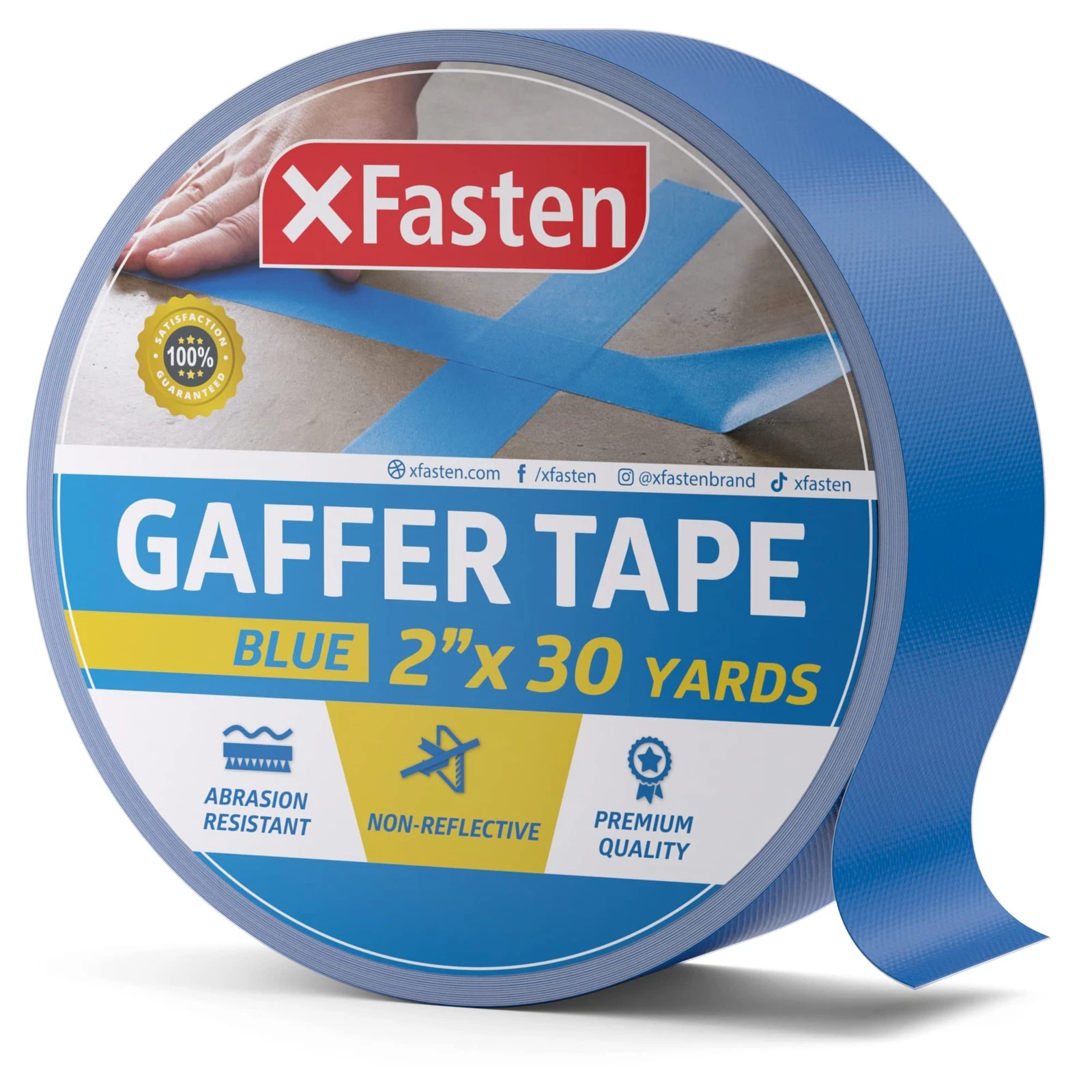 BUTTERFLY- Xfasten Gaffers Tape 2 Inch X 30 Yards, Blue, Multipurpose Pro Gaff Tape For ...