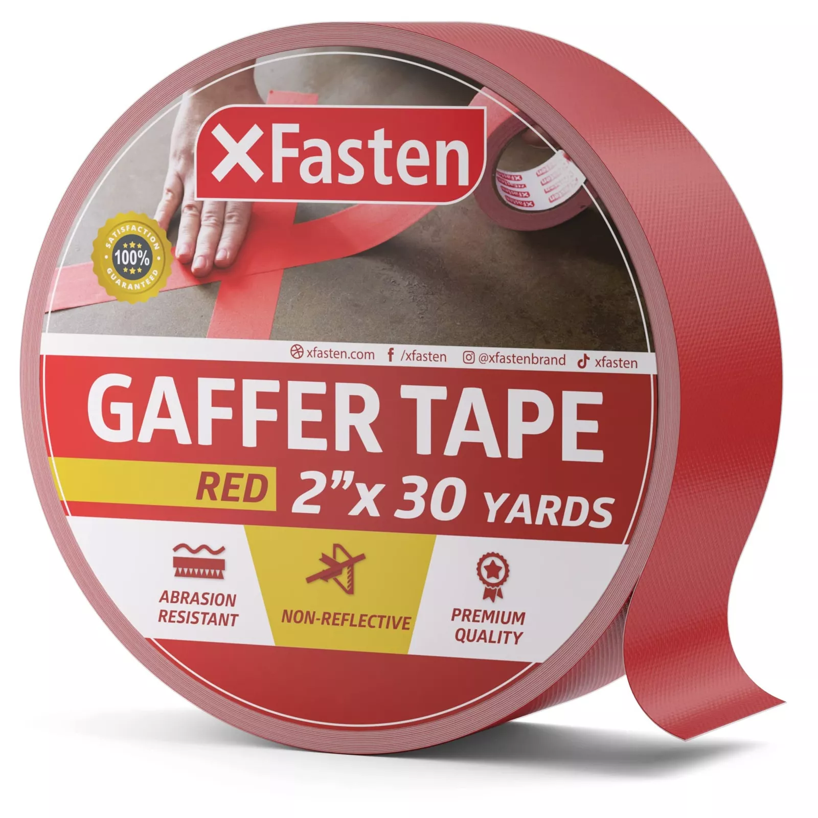 BUTTERFLY- Xfasten Red Gaffers Tape 2 Inch X 30 Yards, No Residue Tape,
