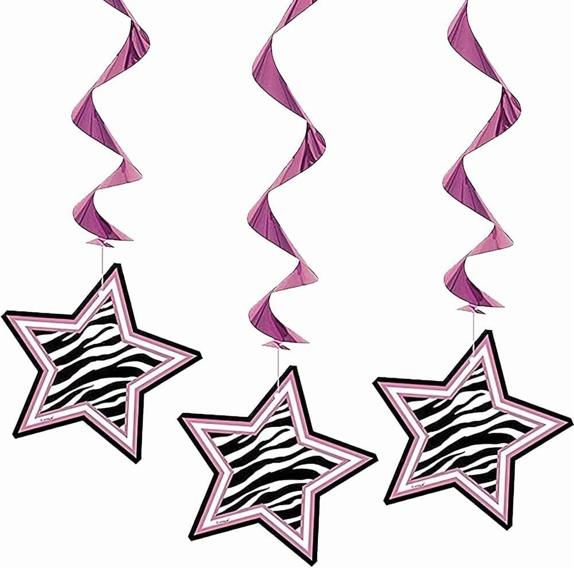 BUTTERFLY- Zebra Passion Pink Hanging Swirl Hanging Decorations (26", 3Ct) - Eye-Catching