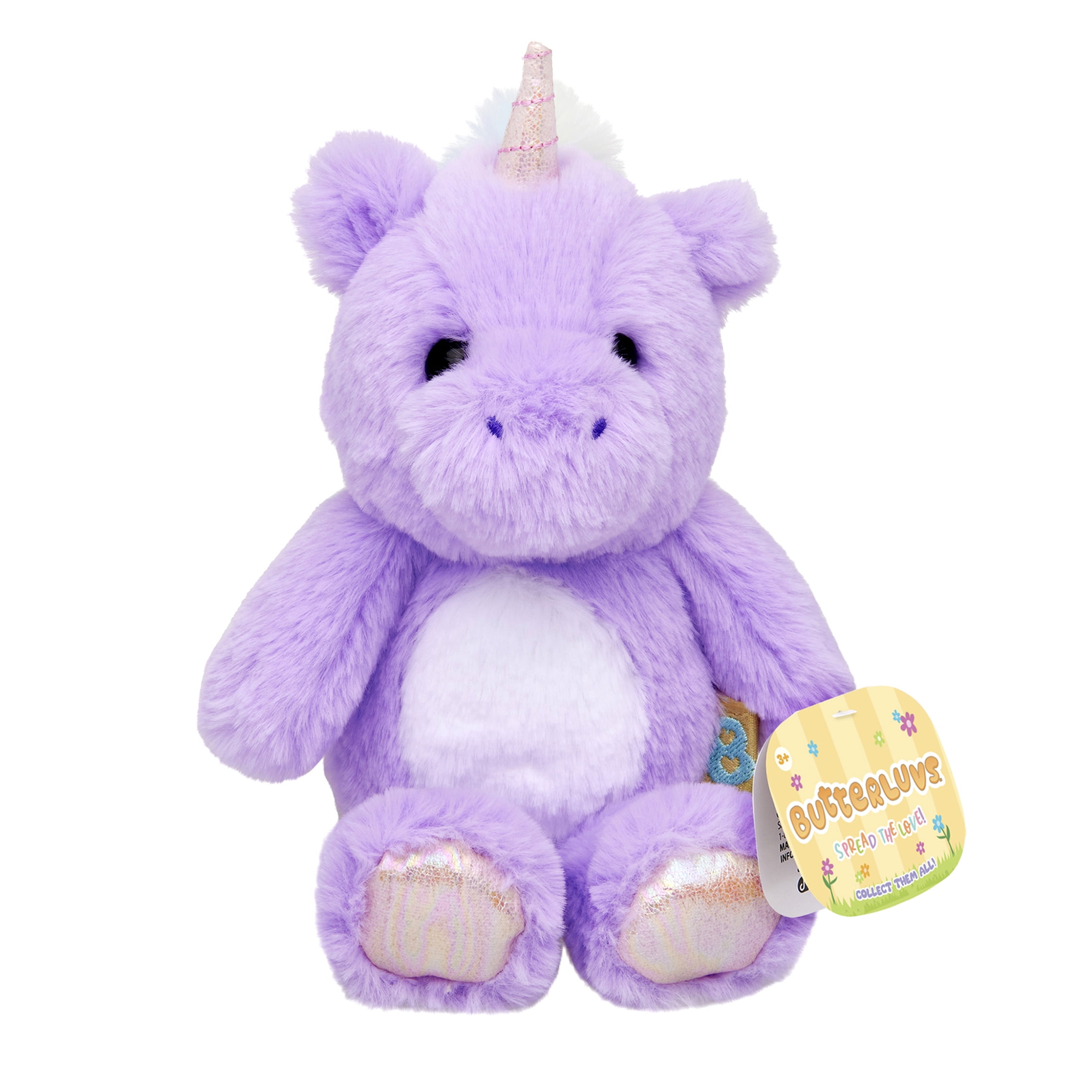 ButterLuvs Plush Unicorn Stuffed Animal, Super Soft Purple Cuddly Unicorn with Rainbow Mane