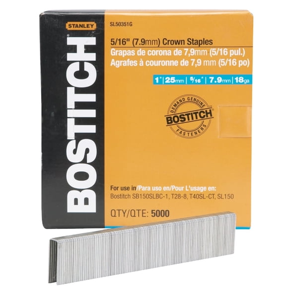 Bostitch Button Cap Staple - 1" Leg Length - Box of 5,000