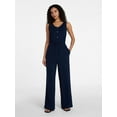 thumbnail image 1 of Time and Tru Women's Sleeveless Button Front Jumpsuit, Sizes XS-XXXL, 1 of 5