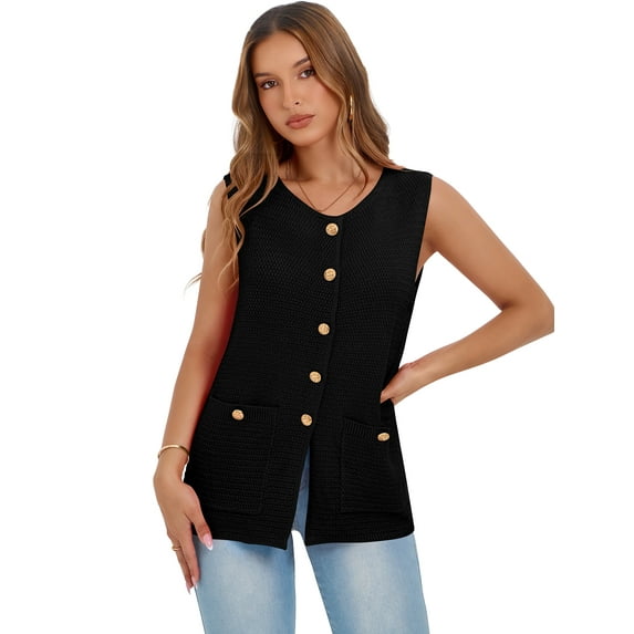 PRETTYGARDEN Women's Button Up Sweater Vest Top, Lightweight, Sizes S-XXL
