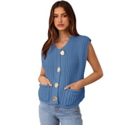 PRETTYGARDEN Women's Sleeveless Button Down Sweater Vest, Sizes S-XXL