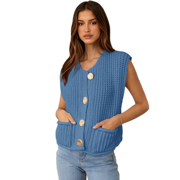 PRETTYGARDEN Women's Sleeveless Button Down Sweater Vest, Sizes S-XXL