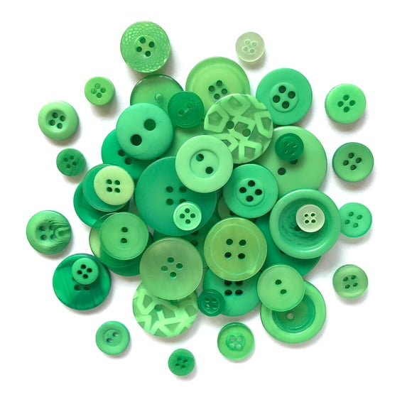 BUTTONS GALORE BIG BAG OF COLORFUL CRAFT & SEWING BUTTONS 4.5 OZ (APPROX 150 PCS) KELLY GREEN