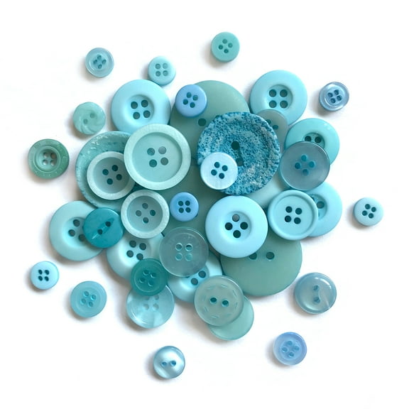 BUTTONS GALORE BIG BAG OF COLORFUL CRAFT & SEWING BUTTONS 4.5 OZ (APPROX 225 PCS) SKY EGG BLUE