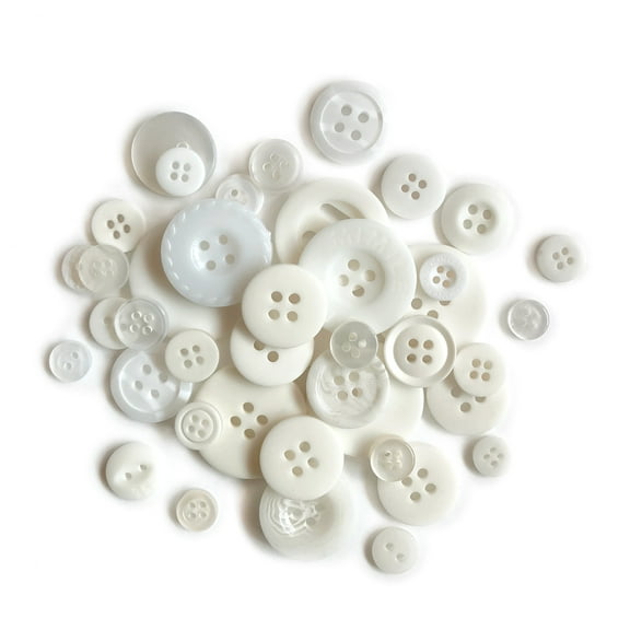 BUTTONS GALORE BIG BAG OF COLORFUL CRAFT & SEWING BUTTONS 4.5 OZ (APPROX 225 PCS) WHITE WASH