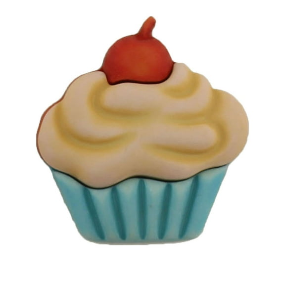 BUTTONS GALORE CUPCAKE WITH CHERRY BULK 3D - 25 BUTTONS