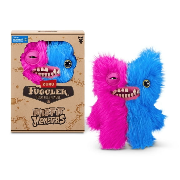 Fuggler Misfit Monsters 9 inch (Mr Screech - Pink & Blue), Ugly Monster Stuffed Animal Toy by ZURU