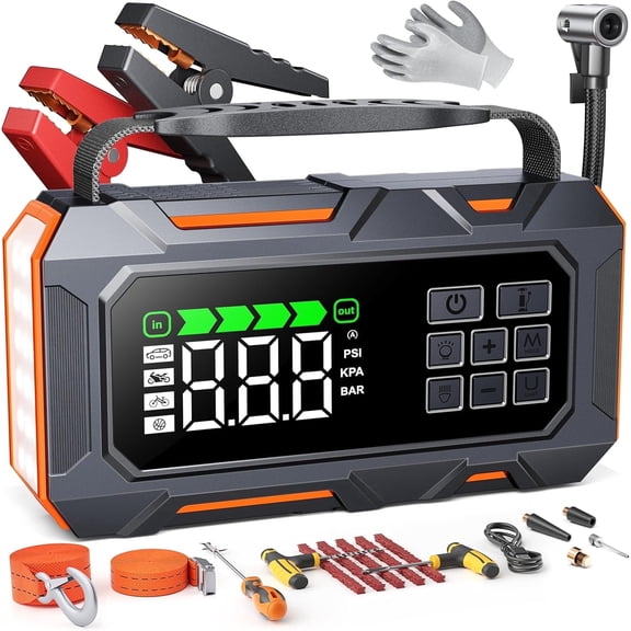 Open Box BUTURE 8000A Car Jump Starter with Air Compressor 160PSI, FORCE START for Completely Dead Batteries, Jump Box for 14.0L Diesel & Gas
