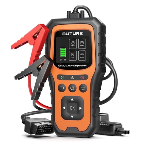 BUTURE 5000A Jump Starter with OBD2 Code Reader, 12V Battery Booster for All Gas & 10L Diesel Engines, Power Bank & LED Light
