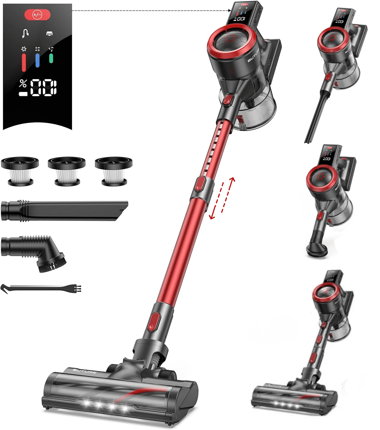BUTURE Cordless Vacuum Cleaner 450W 38KPA 55mins Runtime, Lightweight Cordless Stick Vacuum LED Display for Carpet Floor Pet Hair Sansujyuku sansujyuku.com