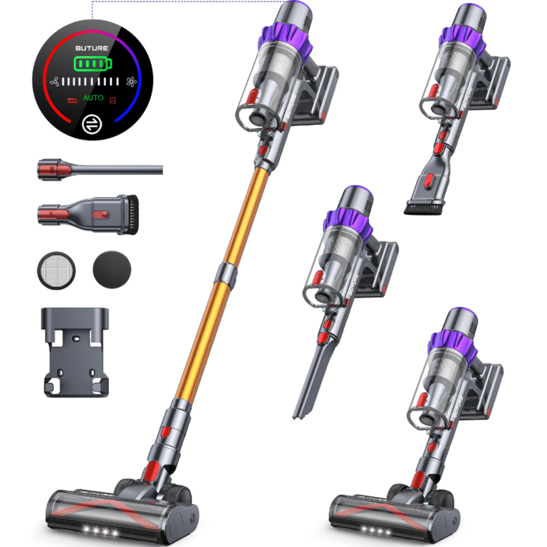BUTURE Cordless Stick Vacuum Self Standing Cordless Vacuum Cleaner with 38Kpa 450W Cordless Floor Cleaner for Home Pet Hair Carpet Hard Floor