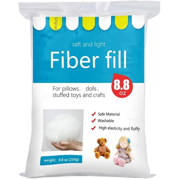 BUTUZE 250g/8.8oz Polyfill Stuffing Fiber Fill, (2.1oz-4.4lb) White Premium Fiberfill Stuffing for Craft, High Resilience Crochet Stuffing, Stuffing for Stuffed Animals, Cotton Batting, Recyclable
