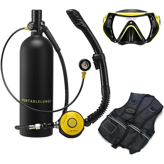 BUTXET Portable Scuba Tank, 2L Diving Tank with 35 Mins Underwater Breathing, Diving Equipment for Underwater Exploration (Color : Blac)