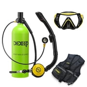 BUTXET Portable Scuba Tank, 2L Diving Tank with 35 Mins Underwater Breathing, Diving Equipment for Underwater Exploration Color Green