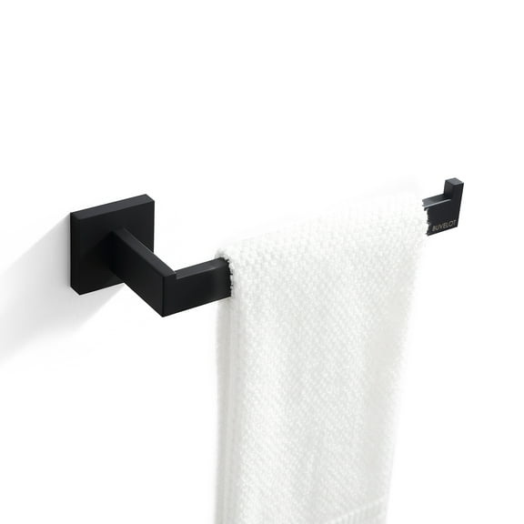 BUVELOT Black Towel Ring for Bathroom, Modern Square Hand Towel Holder Wall Mounted, Matte Black, 071050-MB Ler Series