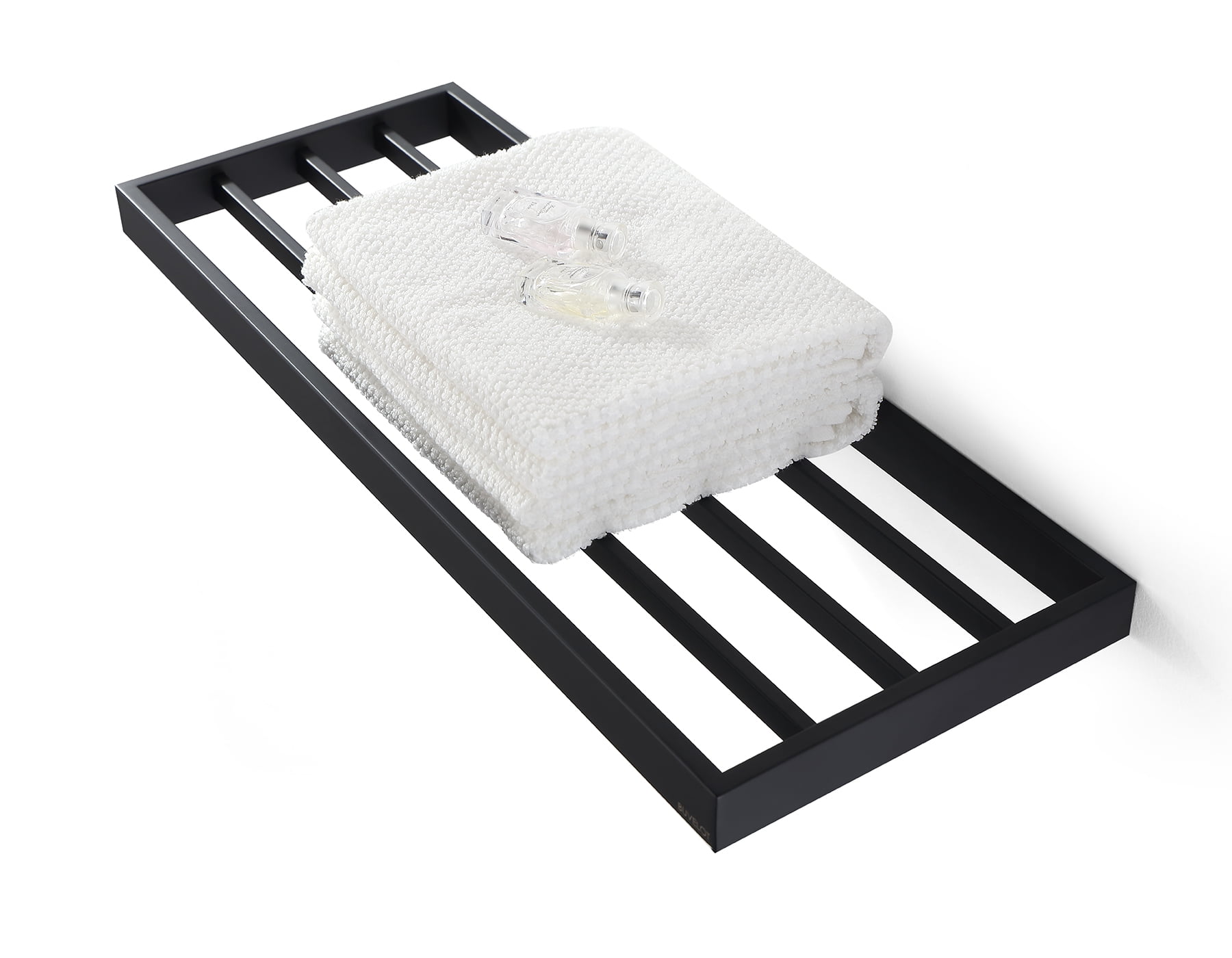 BUVELOT Lavatory Bath Towel Shelf, Minimalist Towel Rack for Bathroom, Wall Mounted and Modern Hotel Style with Towel Bar ,Towel Holder 24Inch, Matte Black, 073090-MB Ler Series