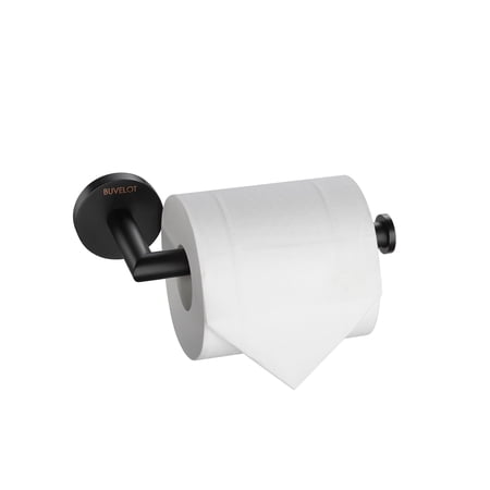BUVELOT Toilet Paper Holder, Modern Toilet Roll Holder for Bathroom Wall Mounted, Matte Black, Brass, 077030-MB Leo Series