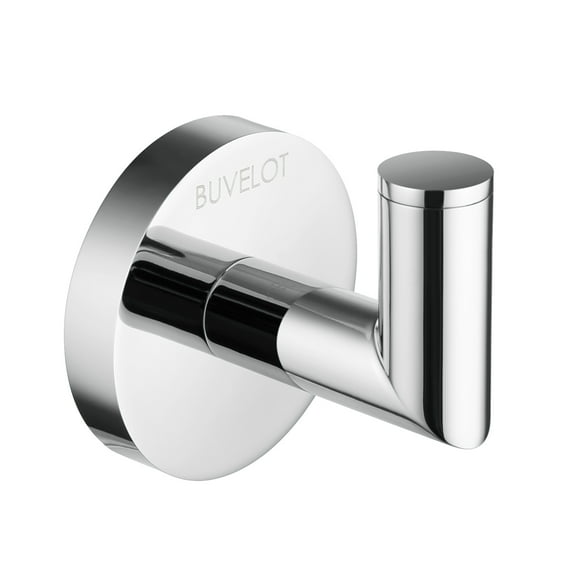 BUVELOT Towel Hook, Coat Hooks for Bathroom and Kitchen, Modern Robe Hook Wall Mounted, Chrome, 077010-CR, Leo Series