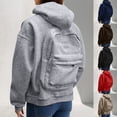 thumbnail image 1 of BUWTTED Backpack Hoodie for Men Women Zipper Cardigan Creative Hoodies Lightweight Travel Hooded Sweatshirts with Backpack Grey XXL, 1 of 9